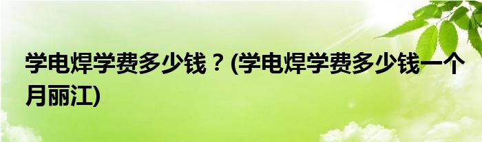 學(xué)電焊學(xué)費(fèi)多少錢？(學(xué)電焊學(xué)費(fèi)多少錢一個(gè)月麗江)