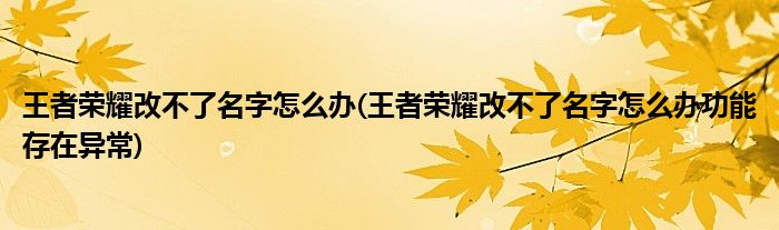 王者榮耀改不了名字怎么辦(王者榮耀改不了名字怎么辦功能存在異常)