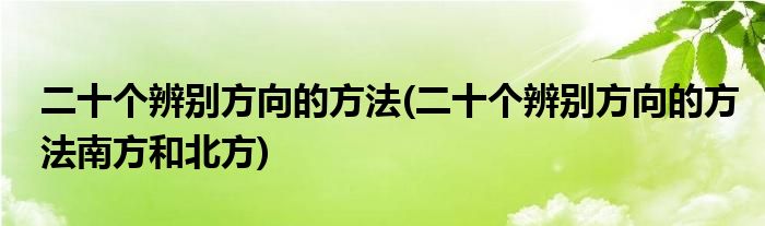 二十個辨別方向的方法(二十個辨別方向的方法南方和北方)