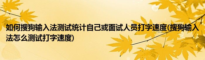 如何搜狗輸入法測試統(tǒng)計自己或面試人員打字速度(搜狗輸入法怎么測試打字速度)