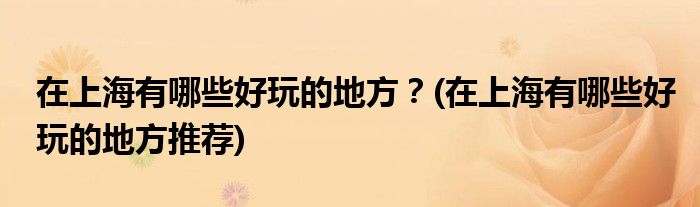 在上海有哪些好玩的地方？(在上海有哪些好玩的地方推薦)