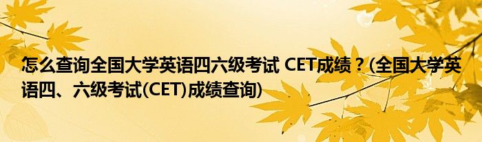 怎么查詢?nèi)珖髮W(xué)英語四六級考試 CET成績？(全國大學(xué)英語四、六級考試(CET)成績查詢)