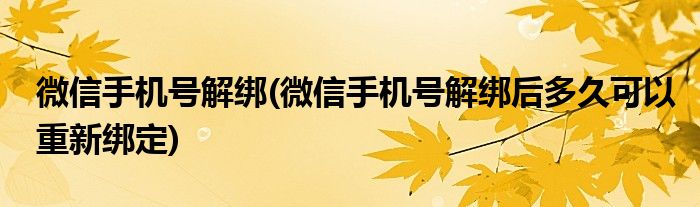 微信手機(jī)號解綁(微信手機(jī)號解綁后多久可以重新綁定)