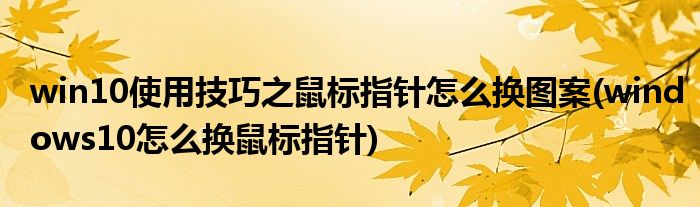 win10使用技巧之鼠標(biāo)指針怎么換圖案(windows10怎么換鼠標(biāo)指針)