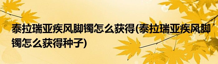 泰拉瑞亞疾風(fēng)腳鐲怎么獲得(泰拉瑞亞疾風(fēng)腳鐲怎么獲得種子)