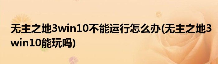 無主之地3win10不能運行怎么辦(無主之地3win10能玩嗎)