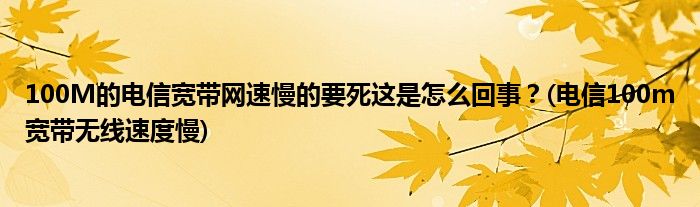 100M的電信寬帶網(wǎng)速慢的要死這是怎么回事？(電信100m寬帶無線速度慢)