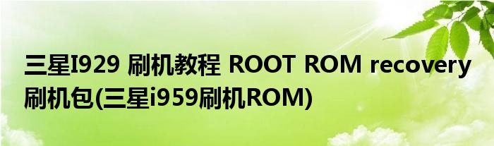 三星I929 刷機(jī)教程 ROOT ROM recovery 刷機(jī)包(三星i959刷機(jī)ROM)