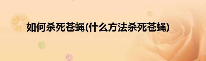 如何殺死蒼蠅(什么方法殺死蒼蠅)