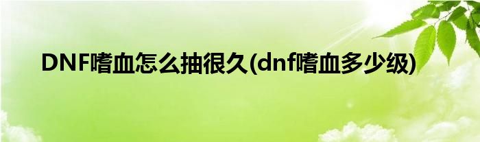 DNF嗜血怎么抽很久(dnf嗜血多少級(jí))