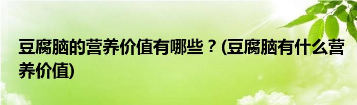 豆腐腦的營養(yǎng)價(jià)值有哪些？(豆腐腦有什么營養(yǎng)價(jià)值)