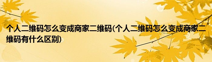 個(gè)人二維碼怎么變成商家二維碼(個(gè)人二維碼怎么變成商家二維碼有什么區(qū)別)