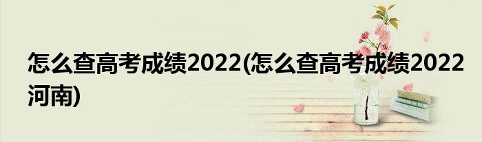 怎么查高考成績(jī)2022(怎么查高考成績(jī)2022河南)