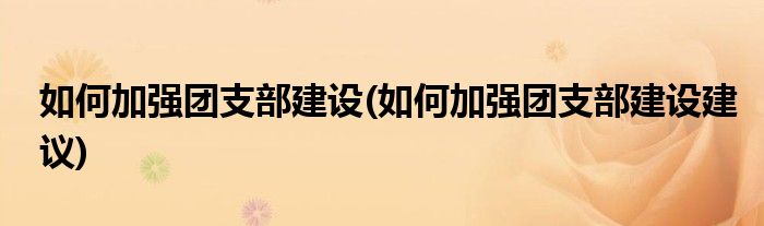 如何加強團支部建設(shè)(如何加強團支部建設(shè)建議)