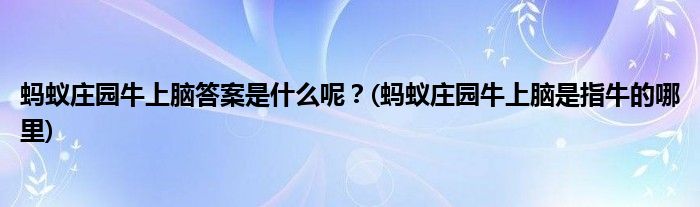 螞蟻莊園牛上腦答案是什么呢？(螞蟻莊園牛上腦是指牛的哪里)