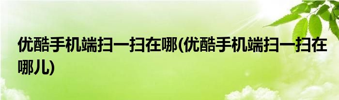 優(yōu)酷手機端掃一掃在哪(優(yōu)酷手機端掃一掃在哪兒)