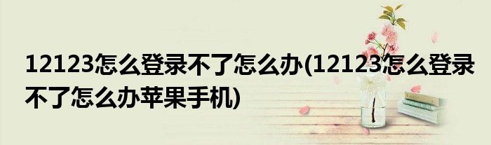 12123怎么登錄不了怎么辦(12123怎么登錄不了怎么辦蘋(píng)果手機(jī))