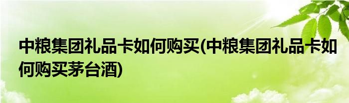 中糧集團(tuán)禮品卡如何購買(中糧集團(tuán)禮品卡如何購買茅臺酒)