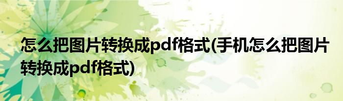 怎么把圖片轉(zhuǎn)換成pdf格式(手機怎么把圖片轉(zhuǎn)換成pdf格式)