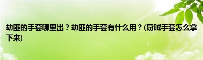 劫匪的手套哪里出？劫匪的手套有什么用？(竊賊手套怎么拿下來)