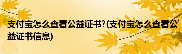 支付寶怎么查看公益證書(shū)?(支付寶怎么查看公益證書(shū)信息)