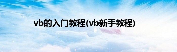 vb的入門教程(vb新手教程)