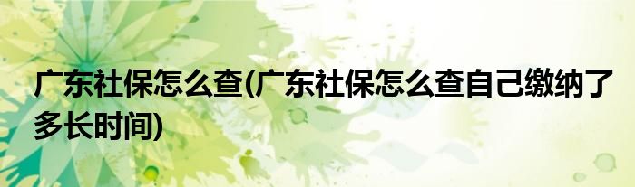 廣東社保怎么查(廣東社保怎么查自己繳納了多長時間)