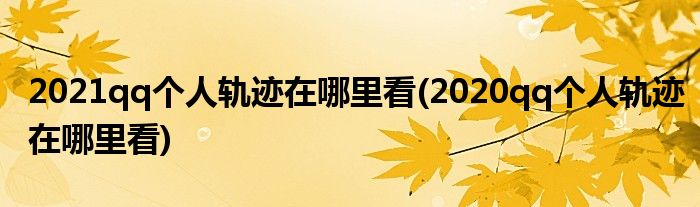 2021qq個人軌跡在哪里看(2020qq個人軌跡在哪里看)