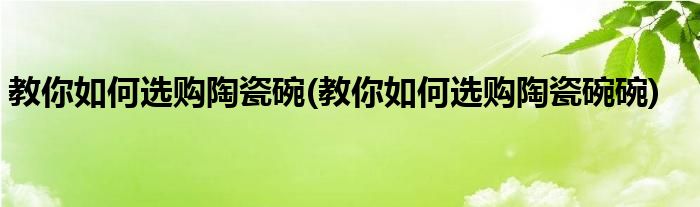 教你如何選購(gòu)陶瓷碗(教你如何選購(gòu)陶瓷碗碗)