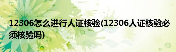 12306怎么進行人證核驗(12306人證核驗必須核驗嗎)