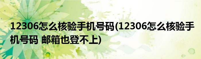 12306怎么核驗手機號碼(12306怎么核驗手機號碼 郵箱也登不上)