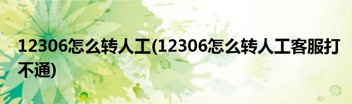 12306怎么轉(zhuǎn)人工(12306怎么轉(zhuǎn)人工客服打不通)