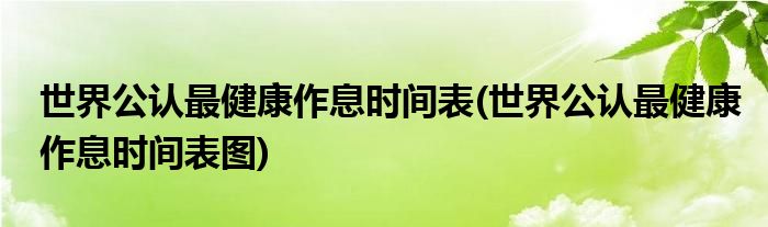 世界公認最健康作息時間表(世界公認最健康作息時間表圖)