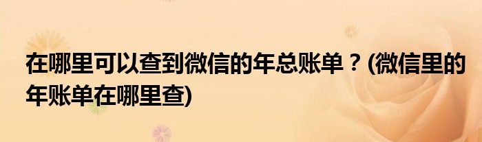 在哪里可以查到微信的年總賬單？(微信里的年賬單在哪里查)