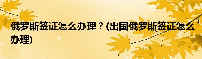 俄羅斯簽證怎么辦理？(出國(guó)俄羅斯簽證怎么辦理)