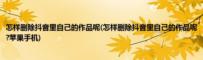 怎樣刪除抖音里自己的作品呢(怎樣刪除抖音里自己的作品呢?蘋果手機(jī))