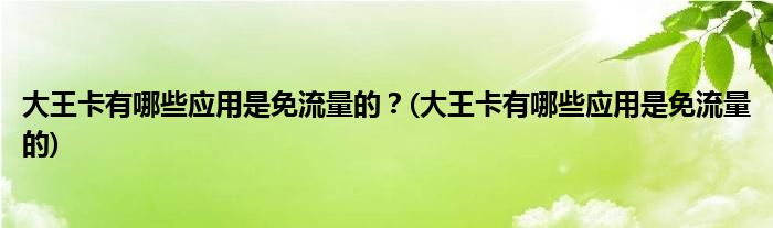 大王卡有哪些應(yīng)用是免流量的？(大王卡有哪些應(yīng)用是免流量的)