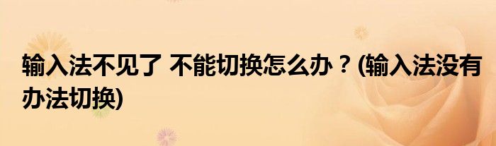 輸入法不見了 不能切換怎么辦？(輸入法沒有辦法切換)