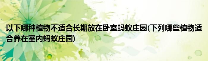 以下哪種植物不適合長期放在臥室螞蟻莊園(下列哪些植物適合養(yǎng)在室內(nèi)螞蟻莊園)