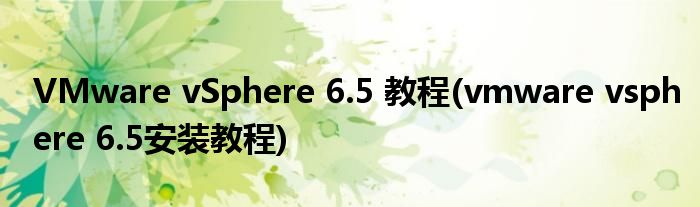 VMware vSphere 6.5 教程(vmware vsphere 6.5安裝教程)