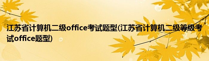 江蘇省計(jì)算機(jī)二級(jí)office考試題型(江蘇省計(jì)算機(jī)二級(jí)等級(jí)考試office題型)