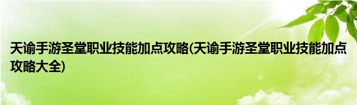 天諭手游圣堂職業(yè)技能加點攻略(天諭手游圣堂職業(yè)技能加點攻略大全)