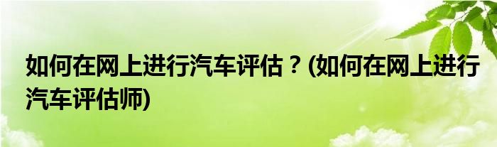 如何在網(wǎng)上進行汽車評估？(如何在網(wǎng)上進行汽車評估師)