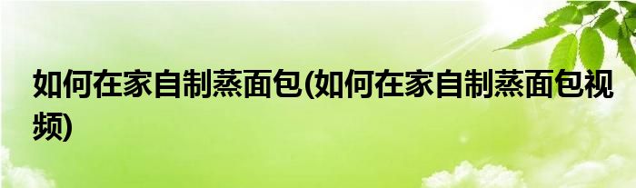 如何在家自制蒸面包(如何在家自制蒸面包視頻)