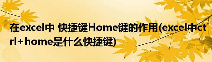 在excel中 快捷鍵Home鍵的作用(excel中ctrl+home是什么快捷鍵)