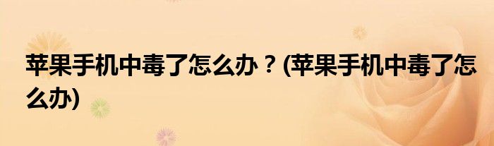 蘋果手機(jī)中毒了怎么辦？(蘋果手機(jī)中毒了怎么辦)