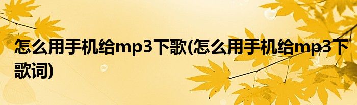 怎么用手機給mp3下歌(怎么用手機給mp3下歌詞)