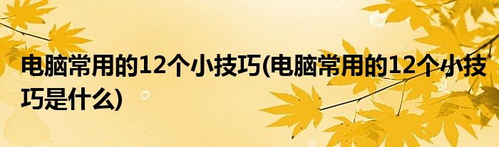 電腦常用的12個(gè)小技巧(電腦常用的12個(gè)小技巧是什么)