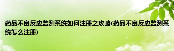 藥品不良反應(yīng)監(jiān)測(cè)系統(tǒng)如何注冊(cè)之攻略(藥品不良反應(yīng)監(jiān)測(cè)系統(tǒng)怎么注冊(cè))