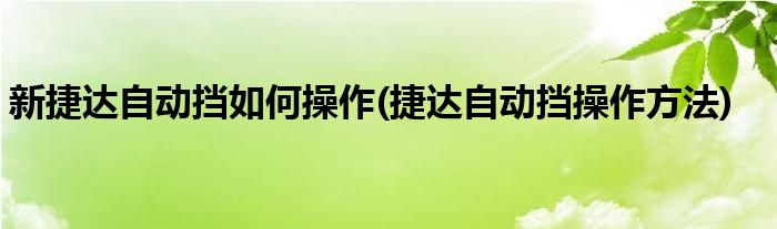 新捷達(dá)自動擋如何操作(捷達(dá)自動擋操作方法)